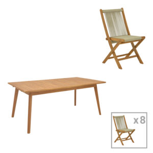 Dining set 9 pcs Banou-Pino Argos The Classic teak wood in natural 180/240x100x75cm