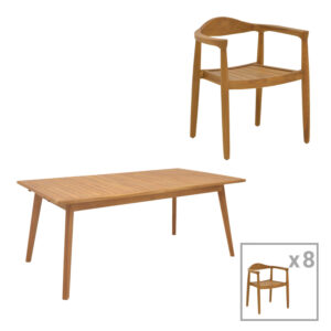 Dining set 9 pcs Ganny-Pino Argos The Classic teak wood in natural shade 180/240x100x75cm