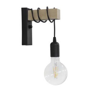 Wall light Jemvo Argos The Classic E27 wood-metal in black-natural color 20x5.5x15/60cm