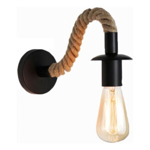 Wall light Kaniwel Argos The Classic E27 metal and rope in black-natural color 28x10x10cm