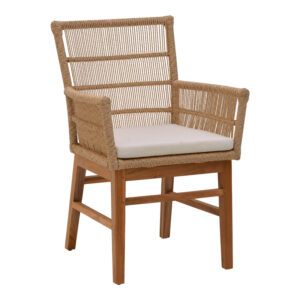 Inca armchair Argos The Classic teak wood and pe rope in natural-beige shade with cushion 60x61x90cm