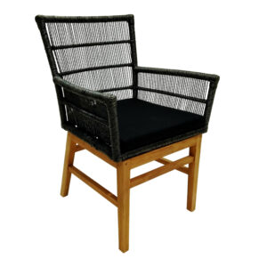 Inca armchair Argos The Classic teak wood and synthetic rope in natural-black shade with cushion 60x61x90cm