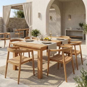 Noody-Wooly Argos The Classic teak wood dining table 7pcs in natural shade