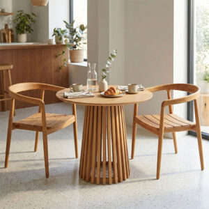 Dining set 3pcs Noody-Kenda I Argos The Classic teak wood in natural shade D80x75