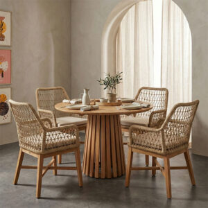 Dining set Elaiza-Kenda I Argos The Classic 5pieces set in natural-beige shade D80x75cm
