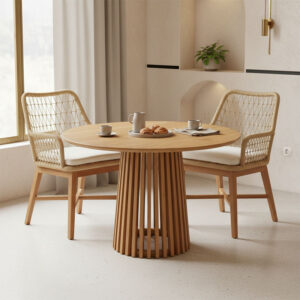 Dining set Elaiza-Kenda I Argos The Classic 3pieces set in natural-beige shade D80x75cm
