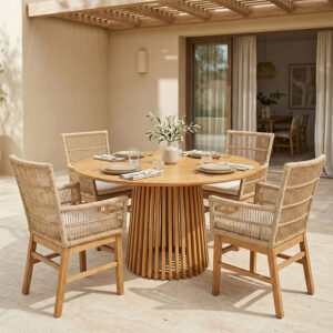 Inca-Kenda I Argos The Classic dining set 5pcs in natural-beige shade Φ120x75cm