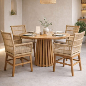 Inca-Kenda I Argos The Classic dining set 5pcs in natural-beige shade Φ80x75cm