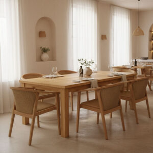 Granny-Wooly Argos The Classic dining set 7pcs in natural-beige shade 220x90x75cm