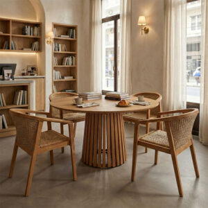 Granny-Kenda I Argos The Classic dining set 5pcs in natural-beige shade Φ120x75cm