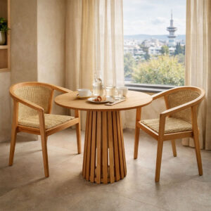 Granny-Kenda Ι Argos The Classic dining set 3pcs in natural-beige shade Φ80x75cm