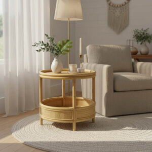 Moody side table Argos The Classic pe rattan in natural color D55x51cm
