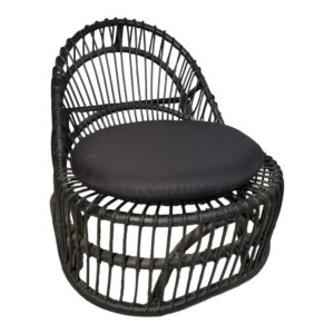 Armchair Tromso Argos The Classic pe rattan in black color and black pillow 80x85x98cm