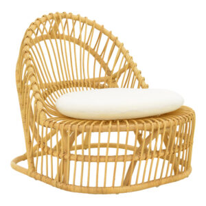 Armchair Tromso Argos The Classic pe rattan in natural color and beige pillow 80x85x98cm