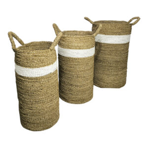 Deco basket Fesia Argos The Classic set of 3pieces natural-white color seagrass
