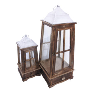 Lantern Hally Argos The Classic set of 2 aluminum in a dark brown shade
