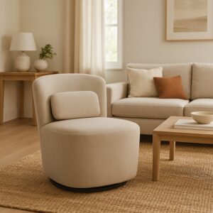 350 000021 1 Swish rotating armchair Argos The Classic bouclé fabric in gray-beige shade 63x76x76.5cm