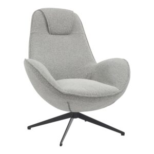 Armchair rotating Flago Argos The Classic boucle fabric in light gray shade 85x88x103.5cm