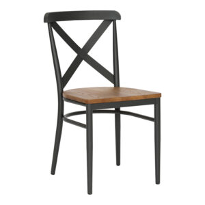350 000033 Chair Ferona Argos The Classic dark grey skeleton and natural color rubberwood seat 52.5x44.5x84cm