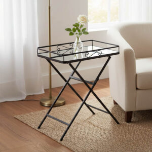 Joene Argos The Classic foldable table black metal-mirror glass 60x38x68cm