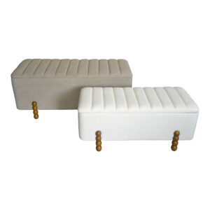 Daph Argos The Classic trunk stool set of 2 velvet in beige and white shade