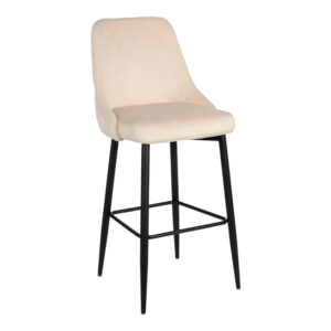 Zedna bar stool Argos The Classic beige velvet with black metal legs 52x57x111cm