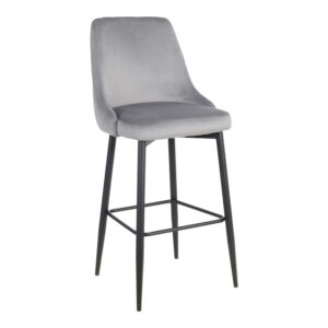 Zedna bar stool Argos The Classic grey velvet with black metal legs 52x57x111cm