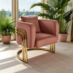 Roblu Argos The Classic armchair gold metal and velvet in rotten apple 72x77.4x70cm