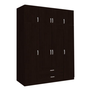 Royal Argos The Classic four-leaf wardrobe with drawers in wenge shade 200x58x230cm