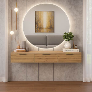 361 000075 Console table with 3 drawers Doha Argos The Classic in black and oak color 120x39x22cm