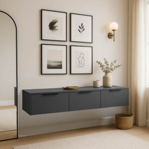 361 000076 Console with 3 drawers Doha Argos The Classic in dark grey color 120x39x22cm