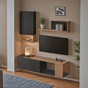 361 000099 1 Living room complex Poelfy Argos The Classic in dark grey-oak color 170x37.5x42cm