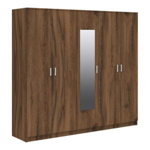 Luna Argos The Classic five-leaf wardrobe with mirror in walnut-oak 220x52x200cm