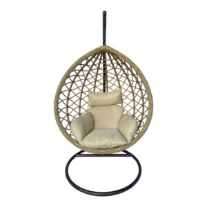 Lyere Argos The Classic swing nest with brown metal base with beige pe rattan 120x108x195cm