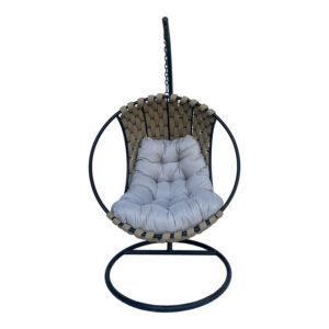 Makito Argos The Classic swing nest with black metal base - pvc in beige- grey color 100x105x195cm