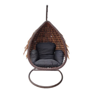 Varur Argos The Classic swing nest with brown metal base - pe rattan in brown- black color 120x105x195cm