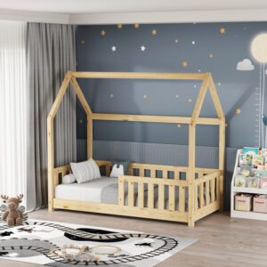 370 000006 Bambie children's bed with railing Montessori type Argos The Classic pine wood in natural shade 70x140cm