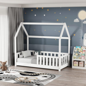 370 000007 1 Bambie children's bed with railing Montessori type Argos The Classic pine wood in white shade 70x140cm