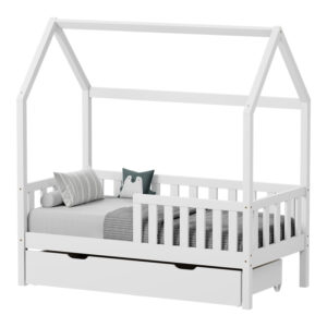 370 000009 1 Montessori-style Bendina children's bed with drawer Argos The Classic pine wood in white shade 70x140cm