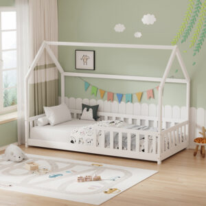 370 000011 Montessori-style Callan children's bed with rails Argos The Classic pine wood in white color 90x190cm