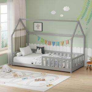 370 000012 Montessori-style Callan children's bed with rails Argos The Classic pine wood in grey color 90x190cm