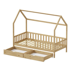 370 000013 3 Montessori style Piccolo children's bed with 2 drawers Argos The Classic natural shade pine wood 90x190cm