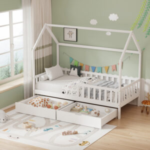 370 000014 Montessori style Piccolo children's bed with storage space Argos The Classic white shade pine wood 90x190cm