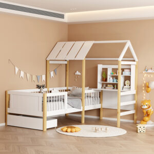 370 000030 1 Bed for children Bedria Argos The Classic Montessori-style wood in white-natural color 90x190cm