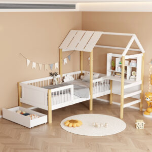 370 000030 2 Bed for children Bedria Argos The Classic Montessori-style wood in white-natural color 90x190cm