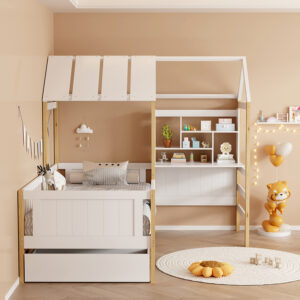 370 000030 3 Bed for children Bedria Argos The Classic Montessori-style wood in white-natural color 90x190cm