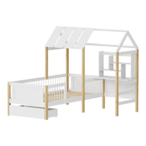 Bed for children Bedria Argos The Classic Montessori-style wood in white-natural color 90x190cm