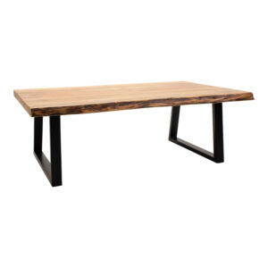 Miles Argos The Classic coffee table solid acacia wood thickness 3.7-4cm in natural shade with black metal legs 115x60x45cm