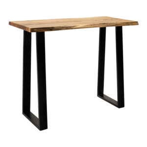Bar table Miles Argos The Classic solid acacia wood 3.7-4cm in natural shade with black metal legs 120x53x97cm