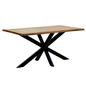 Lenoua Argos The Classic table solid acacia wood thickness 3.7-4cm in natural shade with black metal legs 180x90x76cm